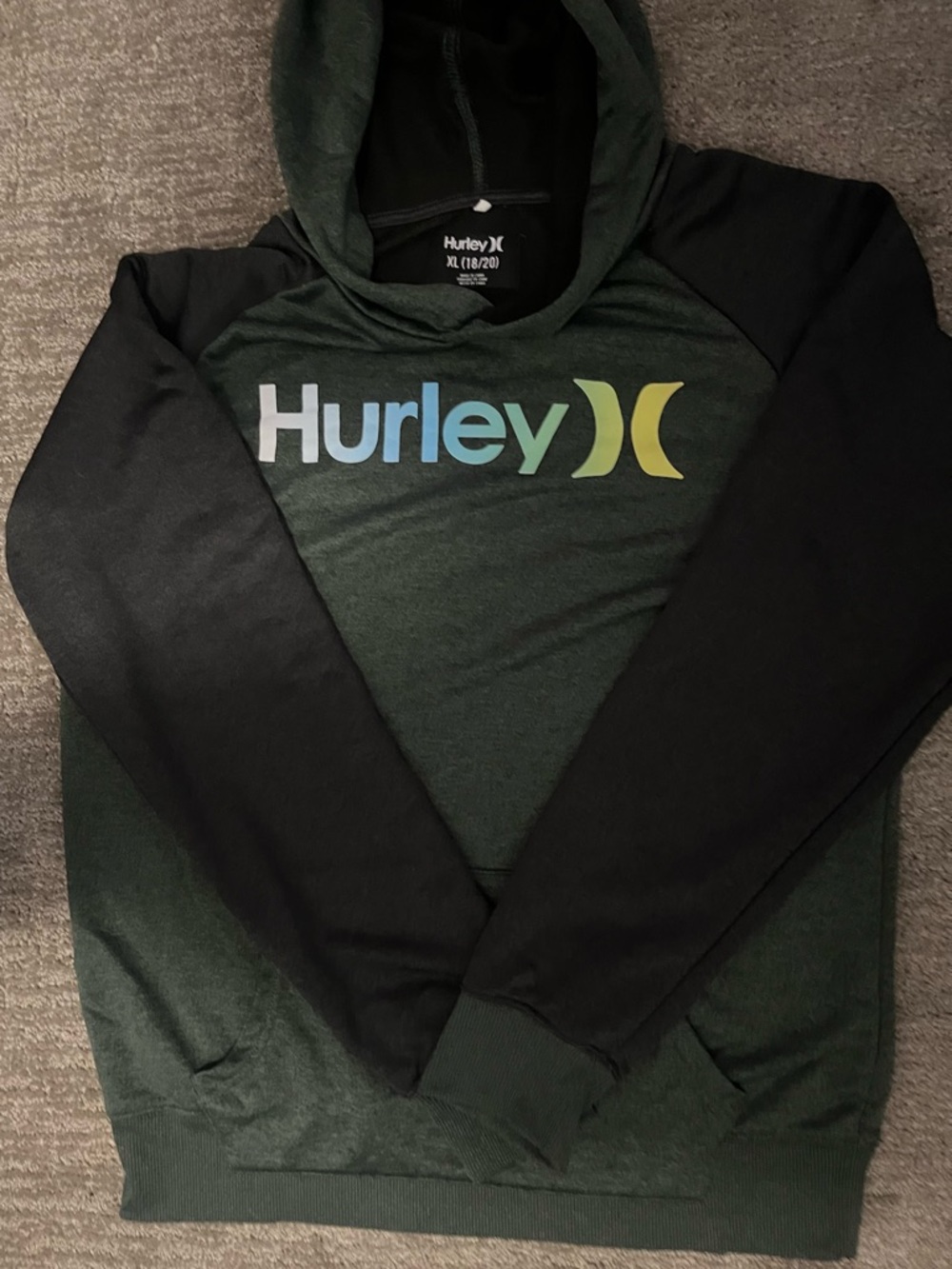 Hurley Green & Black Logo Raglan Hoodie